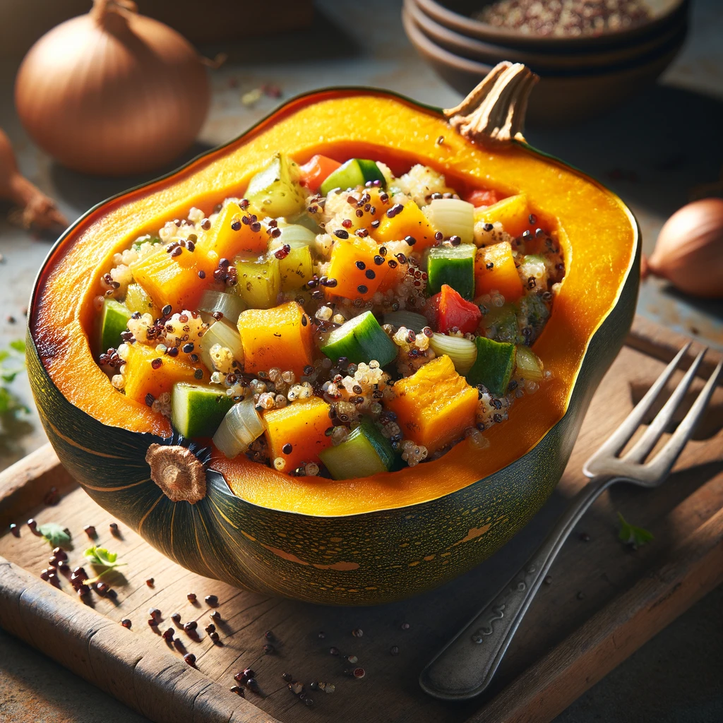 Gebackener Butternut-Krbis mit Quinoa-Fllung