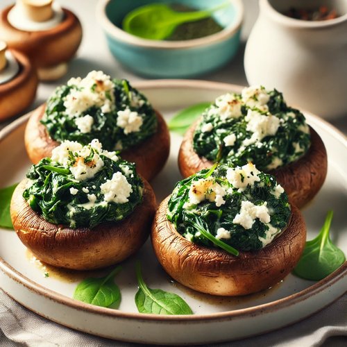 Gefüllte Champignons mit Spinat und Feta