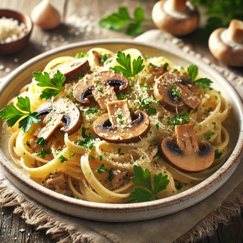 Knoblauch-Pilz-Pasta mit Parmesan