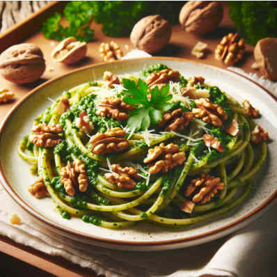 Pasta mit Walnuss-Petersilien-Pesto