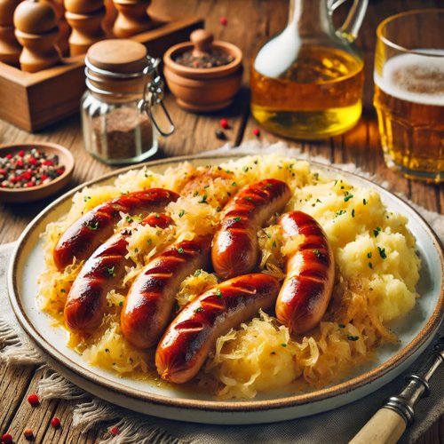 Pflzer Bratwurst mit Weinsauerkraut