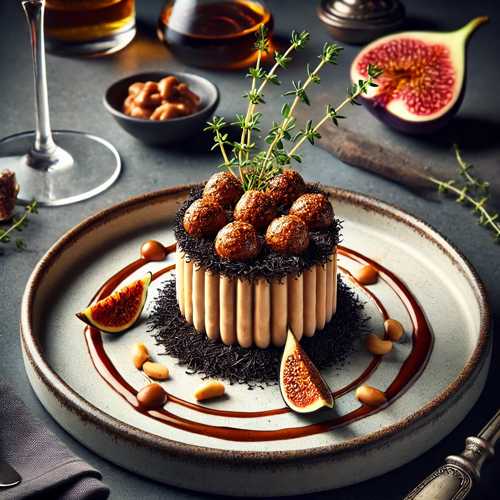 Trffel-Karotten-Mousse mit Pinienkern-Crunch und Feigen-Balsamico-Glasur