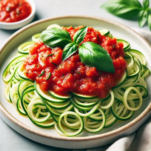 Zucchini-Spaghetti mit Tomatensauce